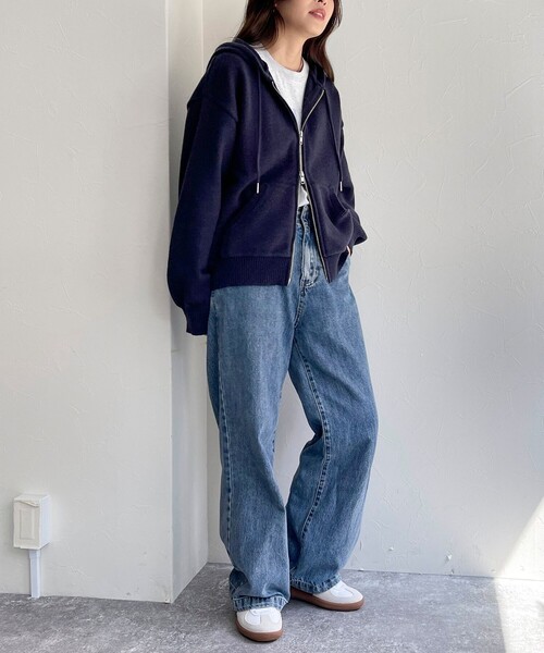 「fredy emue」 ジップアップパーカー 38 ネイビー レディース_画像3