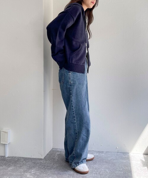 「fredy emue」 ジップアップパーカー 38 ネイビー レディース_画像4