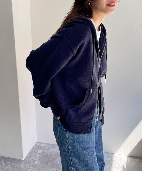「fredy emue」 ジップアップパーカー 38 ネイビー レディース_画像8