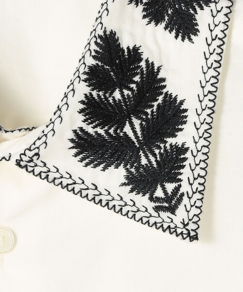 MACPHEE マカフィー コットン 刺繍ブラウス レース  七分袖 黒 美品 MACPHEE（マカフィー） ブラウス シャツ リーフエンブロイダリー