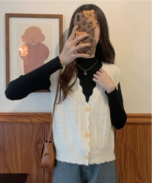 「gossip！ロサンゼルス」 ニットベスト FREE マスタード レディース_画像4