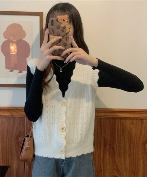 「gossip！ロサンゼルス」 ニットベスト FREE マスタード レディース_画像5