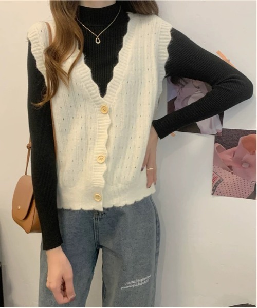 「gossip！ロサンゼルス」 ニットベスト FREE マスタード レディース_画像8