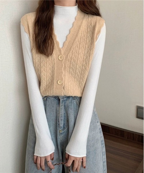 「gossip！ロサンゼルス」 ニットベスト FREE マスタード レディース_画像9