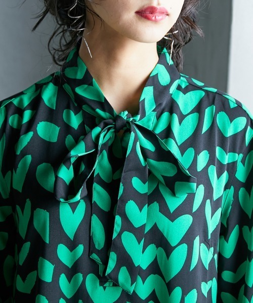 「GEVS.」 長袖ワンピース LL グリーン レディース_画像3