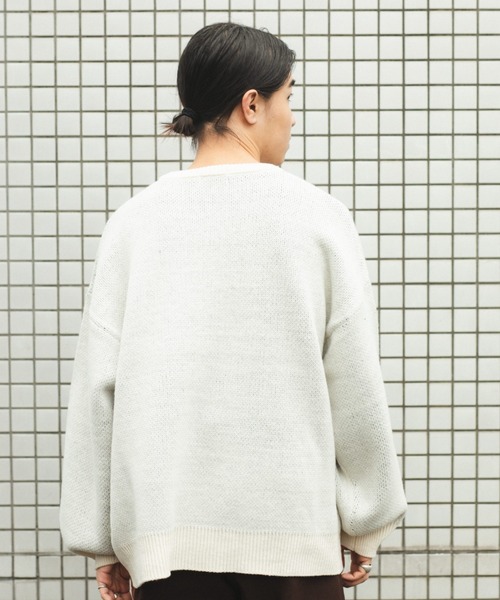 「BROKEN BASE」 長袖ニット MEDIUM アイボリー メンズ_画像8