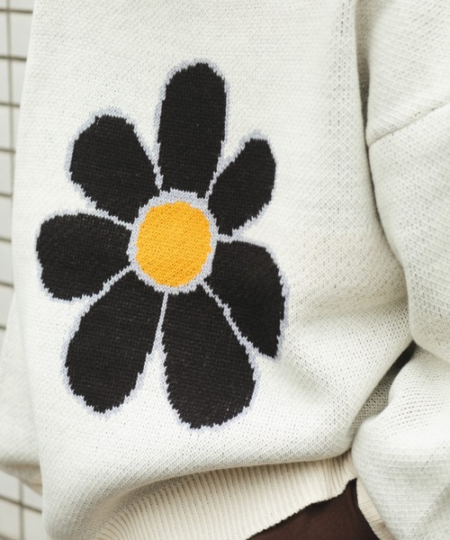 「BROKEN BASE」 長袖ニット MEDIUM アイボリー メンズ_画像9