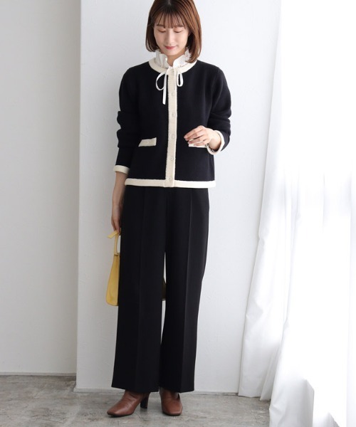 「Pierrot」 ニットカーディガン M ネイビー レディース_画像3