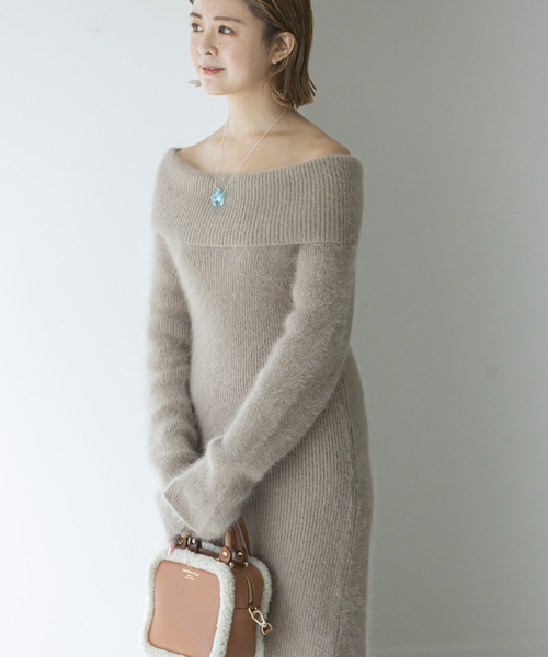 「U by SPICK&SPAN」 ニットワンピース FREE グレー レディース_画像3