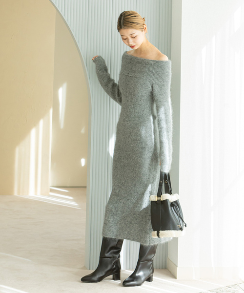 「U by SPICK&SPAN」 ニットワンピース FREE グレー レディース_画像6