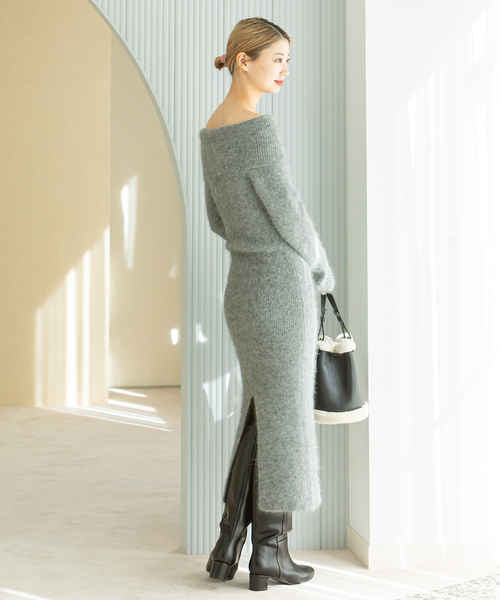 「U by SPICK&SPAN」 ニットワンピース FREE グレー レディース_画像8