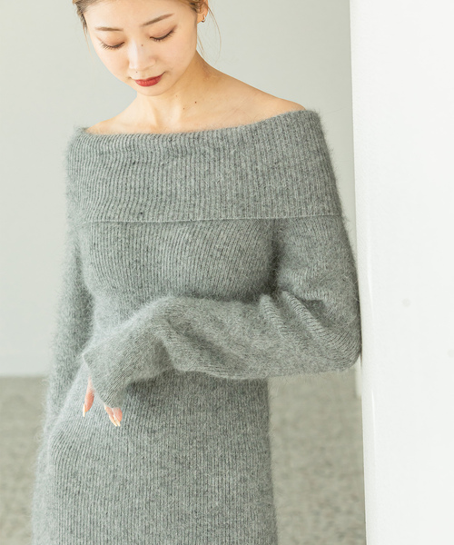 「U by SPICK&SPAN」 ニットワンピース FREE グレー レディース_画像9