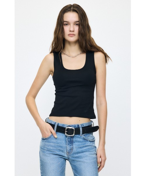 MOUSSY（マウジー） タンクトップ ノースリーブ SUVIN GIZA SCOOP NECK