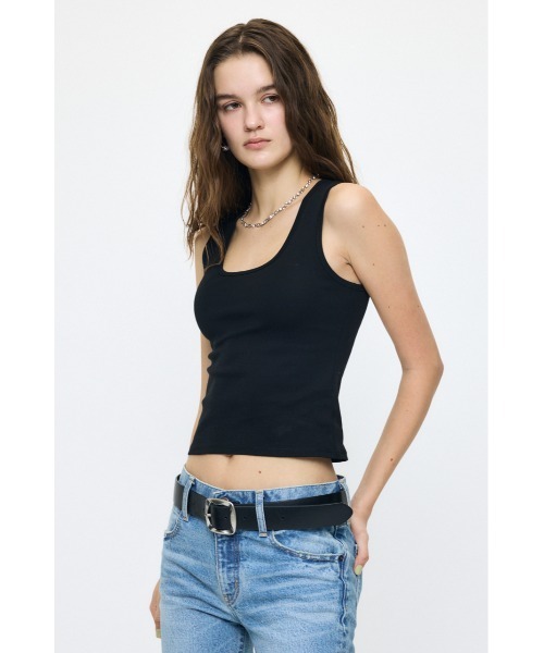 MOUSSY（マウジー） タンクトップ ノースリーブ SUVIN GIZA SCOOP NECK
