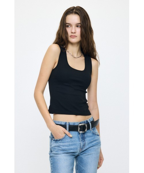 MOUSSY（マウジー） タンクトップ ノースリーブ SUVIN GIZA SCOOP NECK