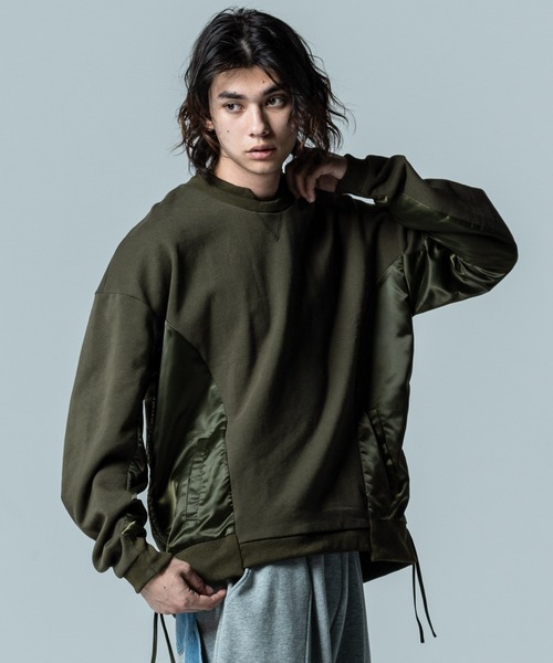 「glamb」 スウェットカットソー M カーキ メンズ