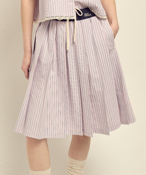 新品•タグ付【Mardi Mercredi マルディメクルディ】フレアスカート Mardi Mercredi（マルディメクルディ） スカート COTTON PLEATED MIDI