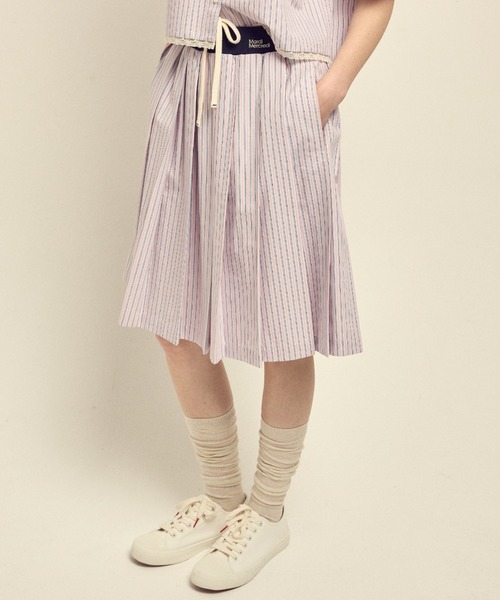 新品•タグ付【Mardi Mercredi マルディメクルディ】フレアスカート Mardi Mercredi（マルディメクルディ） スカート COTTON PLEATED MIDI