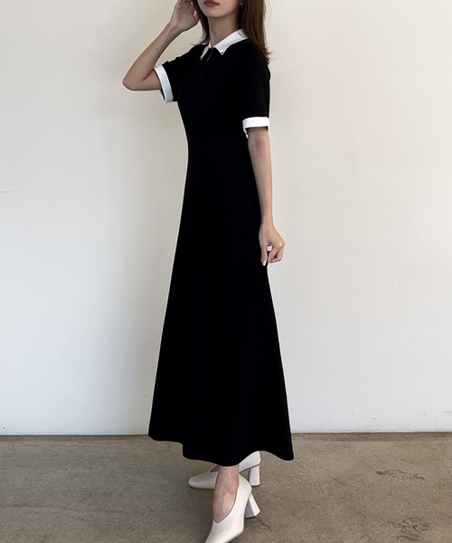 「junoah」 半袖ワンピース MEDIUM グレー レディース_画像3
