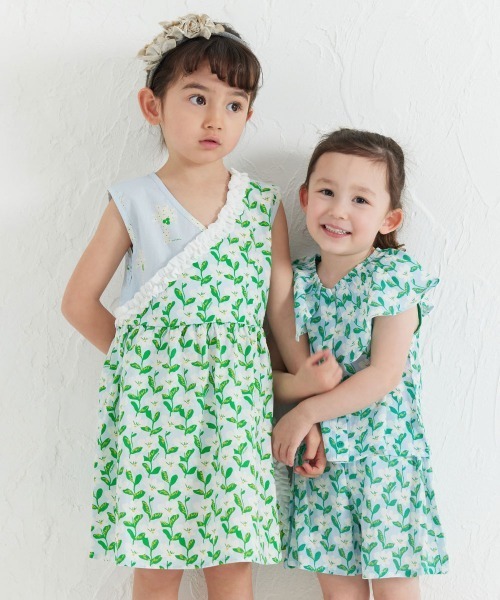 あぽらす様】babytoly ノースリーブワンピース 1-3y ワンピース 「MOEMUSISAN X moimoln」MIX柄ノースリーブワンピース