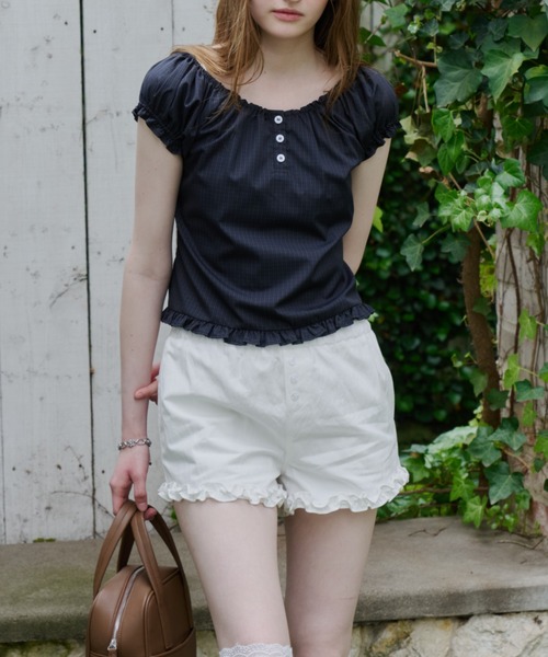GIUNON パンツ hem frill short pants / ヘムフリルショートパンツ