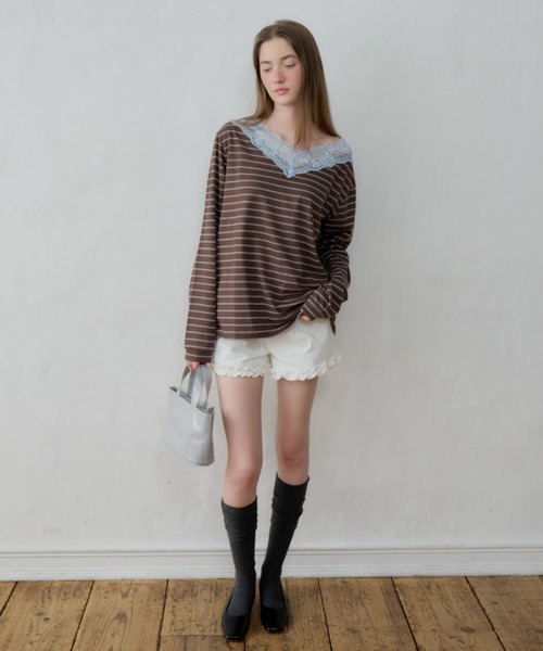 GIUNON パンツ hem frill short pants / ヘムフリルショートパンツ