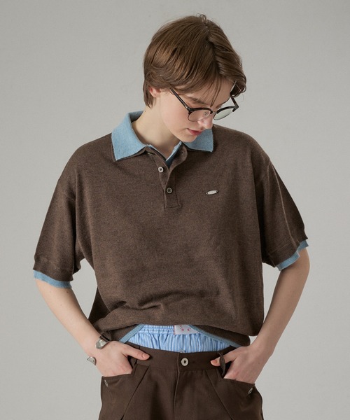 ONCILY（オンシェリー） ポロシャツ LAYERED DOUBLE COLLAR KNIT POLO