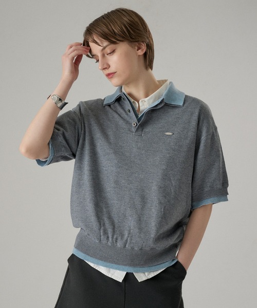 ONCILY（オンシェリー） ポロシャツ LAYERED DOUBLE COLLAR KNIT POLO