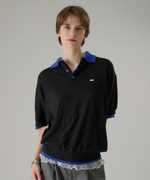 ONCILY（オンシェリー） ポロシャツ LAYERED DOUBLE COLLAR KNIT POLO