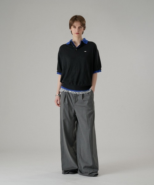 ONCILY（オンシェリー） ポロシャツ LAYERED DOUBLE COLLAR KNIT POLO