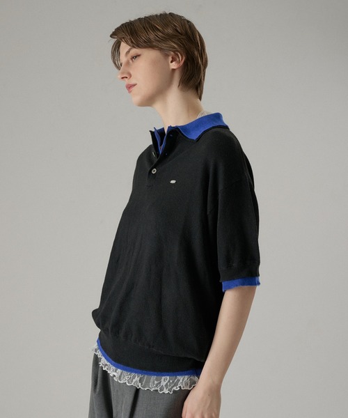 ONCILY（オンシェリー） ポロシャツ LAYERED DOUBLE COLLAR KNIT POLO