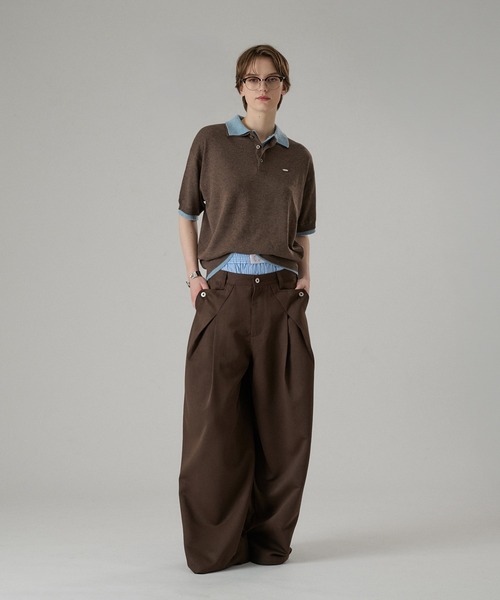 ONCILY（オンシェリー） ポロシャツ LAYERED DOUBLE COLLAR KNIT POLO