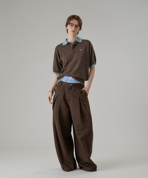 ONCILY（オンシェリー） ポロシャツ LAYERED DOUBLE COLLAR KNIT POLO