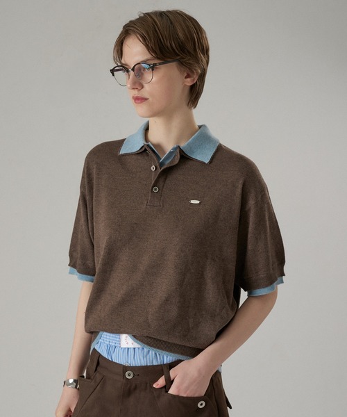 ONCILY（オンシェリー） ポロシャツ LAYERED DOUBLE COLLAR KNIT POLO