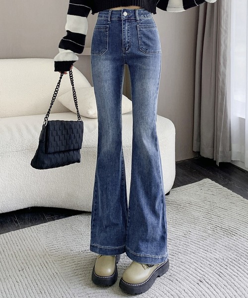 DAY CLOSET ブーツカットデニムパンツ M ブルー レディース : ZOZOTOWN