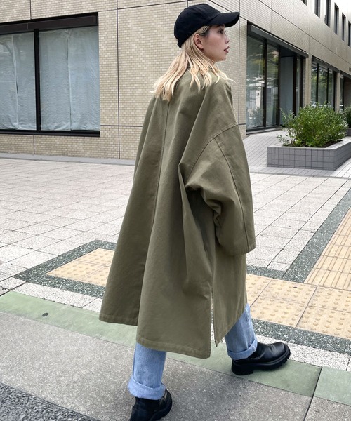 値下げ中 新品・未使用 canal jean⭐︎スタンドカラーミリタリーコート CANAL JEAN（キャナルジーン） ミリタリーコート ONE SIZE カーキ