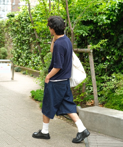 「BROKEN BASE」 デニムハーフパンツ LARGE インディゴブルー メンズ_画像3