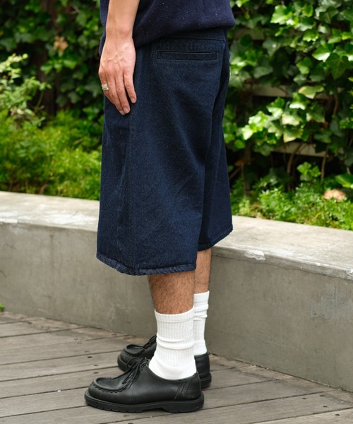 「BROKEN BASE」 デニムハーフパンツ LARGE インディゴブルー メンズ_画像5