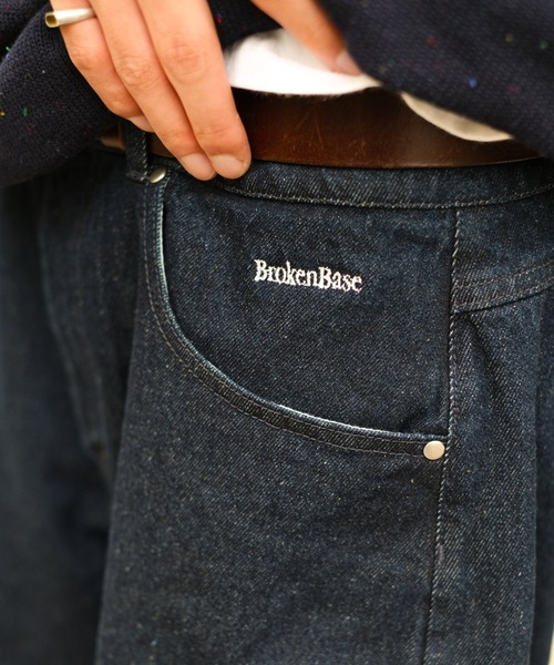 「BROKEN BASE」 デニムハーフパンツ LARGE インディゴブルー メンズ_画像9