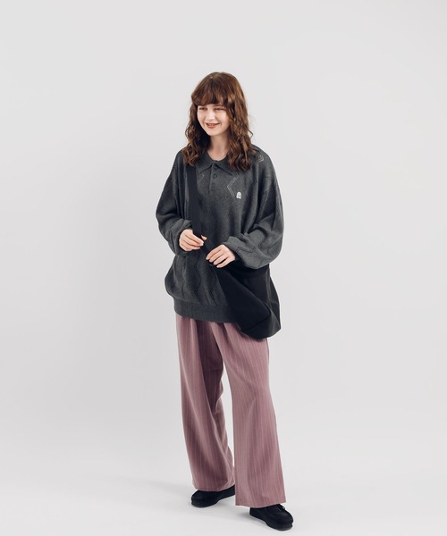 「MUHET」 長袖ポロシャツ MEDIUM ブラック レディース_画像8
