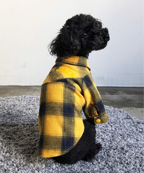 【オーダーページ】　犬服　暖か裏起毛のツーピース　黒×黄色タータンチェック　袖付 犬 服 NEWJACK:CHECK SHIRTSチェック シャツ : ZOZOTOWN Yahoo!店