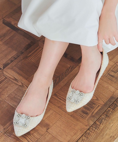 KOBE LETTUCE（神戸レタス） パンプス ビジューフラットポインテッド