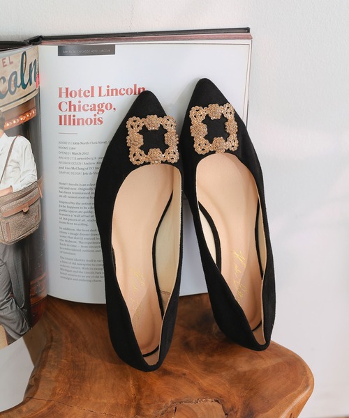 KOBE LETTUCE（神戸レタス） パンプス ビジューフラットポインテッド