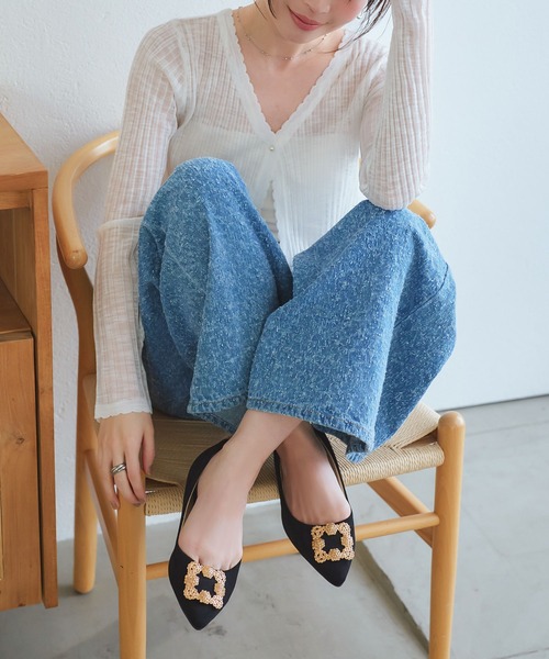 KOBE LETTUCE（神戸レタス） パンプス ビジューフラットポインテッド