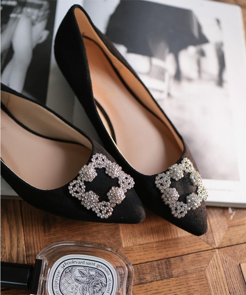 KOBE LETTUCE（神戸レタス） パンプス ビジューフラットポインテッド