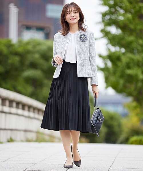 ジャケット ノーカラージャケット ファンシーツイード ノーカラー