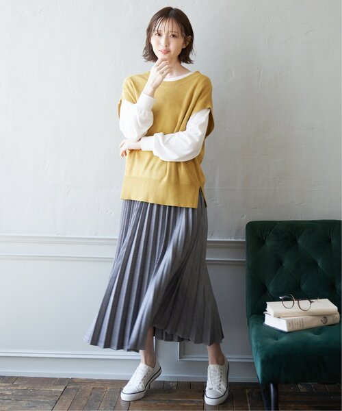 ikka スカート ウーリッシュフラノプリーツスカート : ZOZOTOWN
