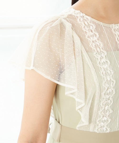 AIMER ドレス ストライプ刺繍バックリボンパーティードレス 結婚