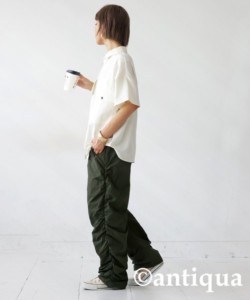 ArguE Culturレッグパンツシワ加工メッシュゆったりカジュアル ArguE Culturレッグパンツシワ加工メッシュゆったりカジュアル