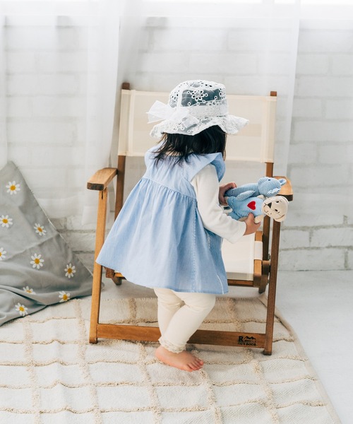 kids zoo（キッズズー） 帽子 ハット オーガンジー花刺繍シースルー